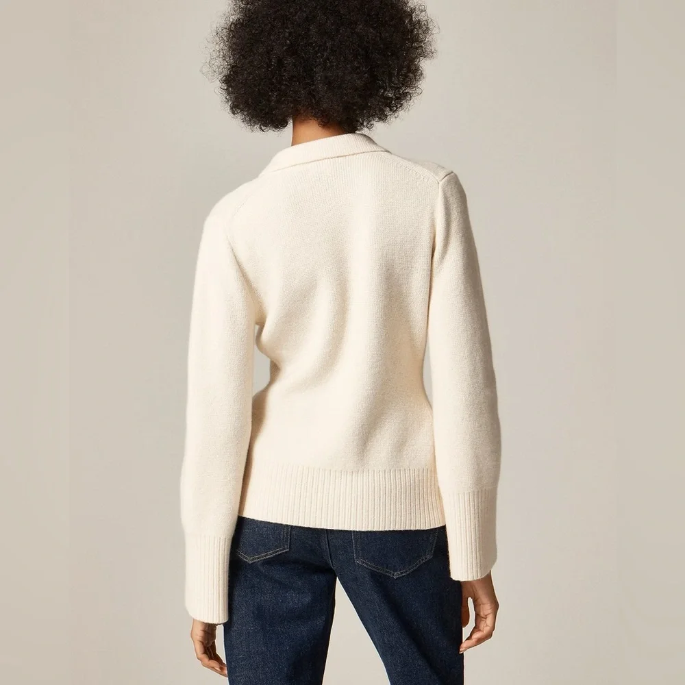 NWT J.Crew Milano-Stitch Cinched-Waist Cardigan in Ivory - Picture 4 of 10